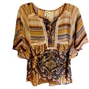 Anthropologie Fig and Flower | Boho Top Petite